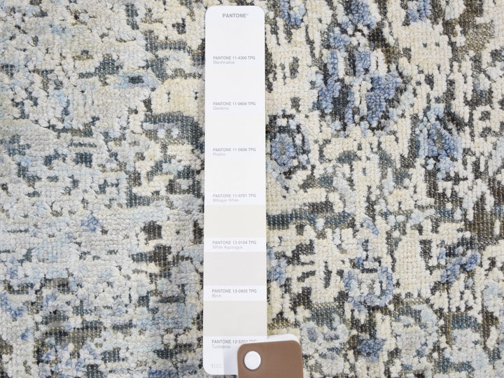 2'5" x 8'0" New Hand Knotted Blue Wool & Silk Runner Oriental Rug - MOA10259171