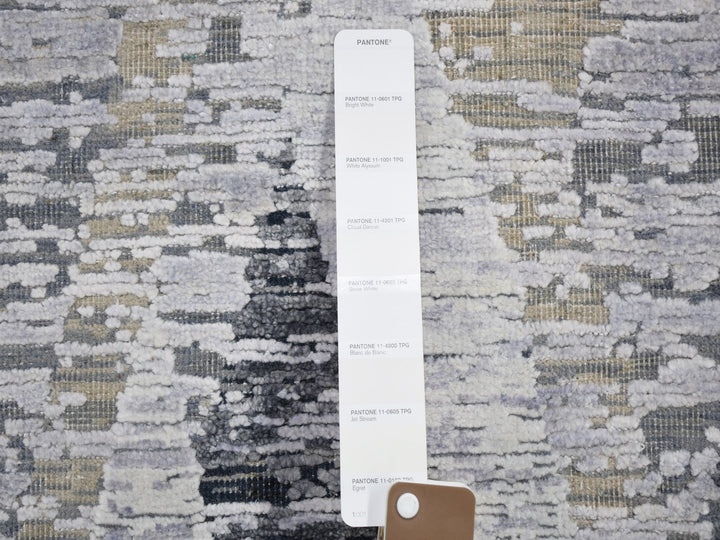 11'10" x 15'2" New Hand Knotted Ivory Wool & Silk Rectangle Oriental Rug - MOA10259268