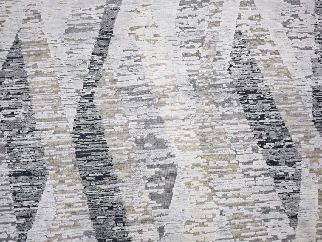 11'10" x 15'2" New Hand Knotted Ivory Wool & Silk Rectangle Oriental Rug - MOA10259268