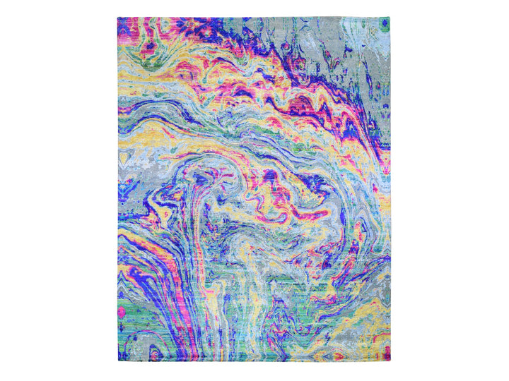 11'7" x 14'5" New Hand Knotted Yellow Wool & Silk Rectangle Oriental Rug - MOA10259270