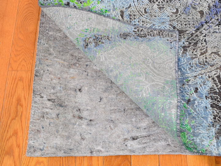 9'0" x 12'6" New Hand Knotted Green Wool Rectangle Oriental Rug - MOA10259459