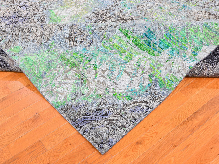 9'0" x 12'6" New Hand Knotted Green Wool Rectangle Oriental Rug - MOA10259459