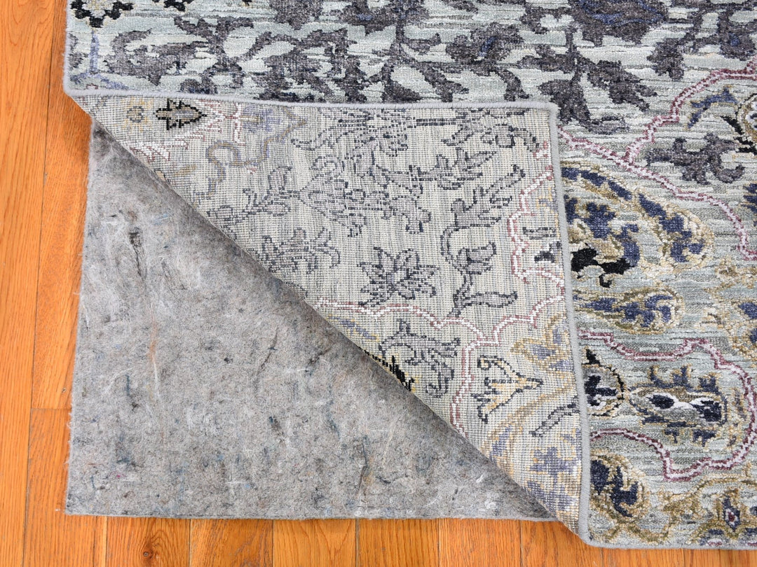 3'0" x 5'3" New Hand Knotted Grey Wool & Silk Rectangle Oriental Rug - MOA10259486