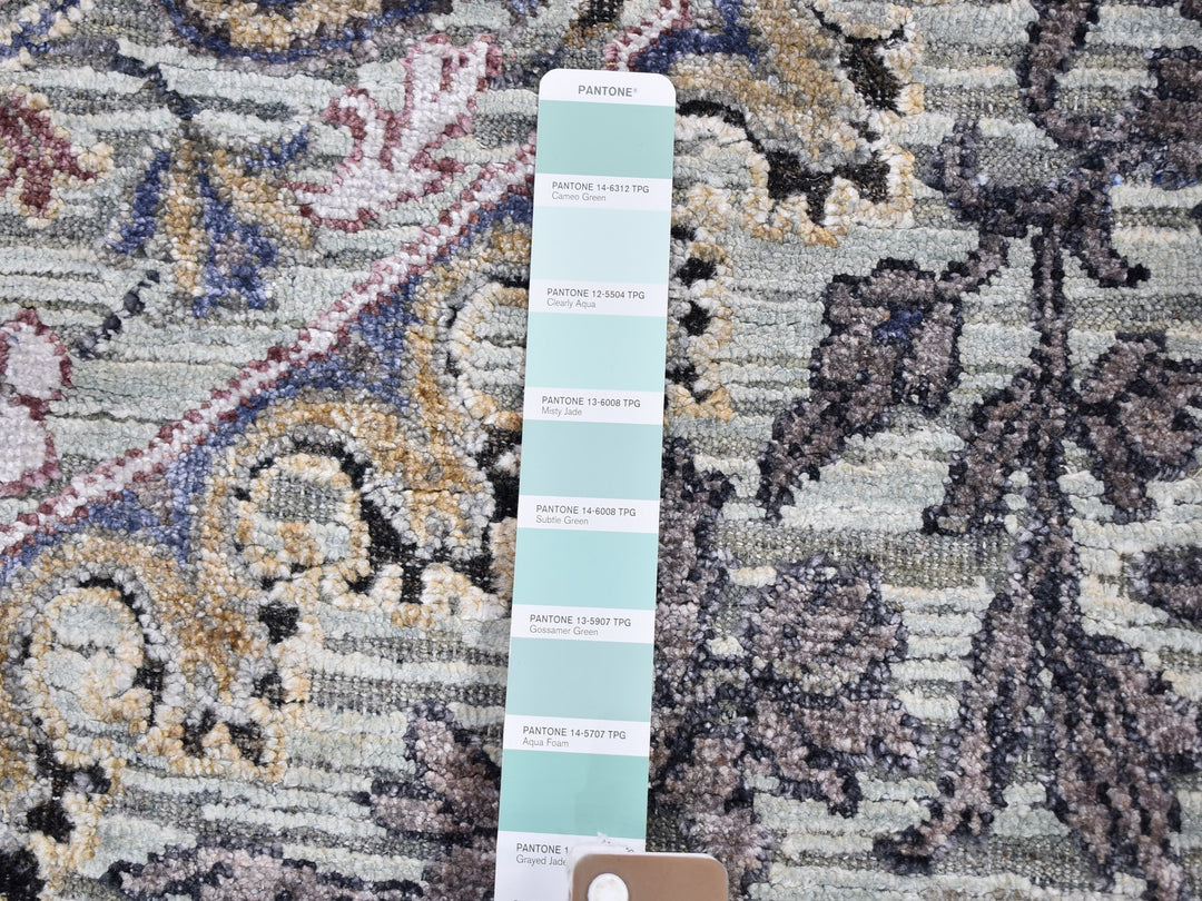 3'0" x 5'3" New Hand Knotted Grey Wool & Silk Rectangle Oriental Rug - MOA10259486