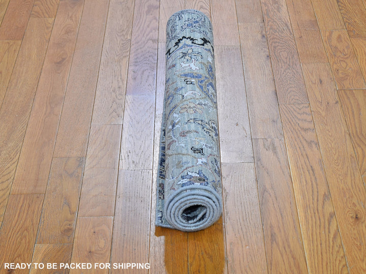 3'0" x 5'3" New Hand Knotted Grey Wool & Silk Rectangle Oriental Rug - MOA10259486