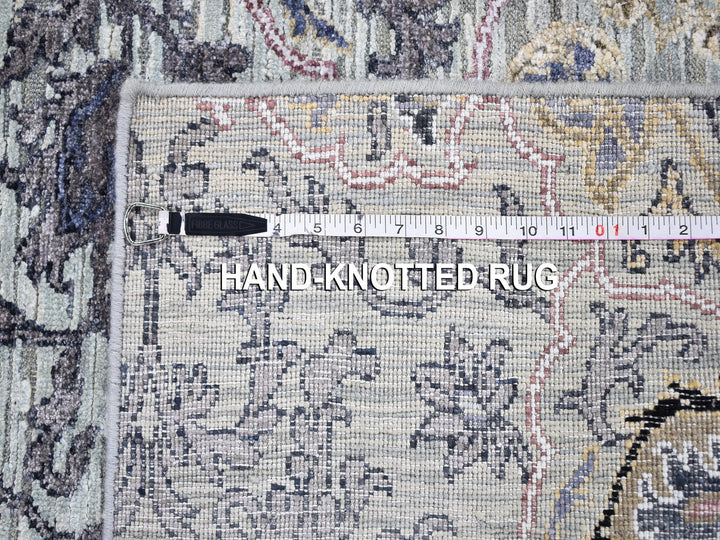 3'0" x 5'3" New Hand Knotted Grey Wool & Silk Rectangle Oriental Rug - MOA10259486