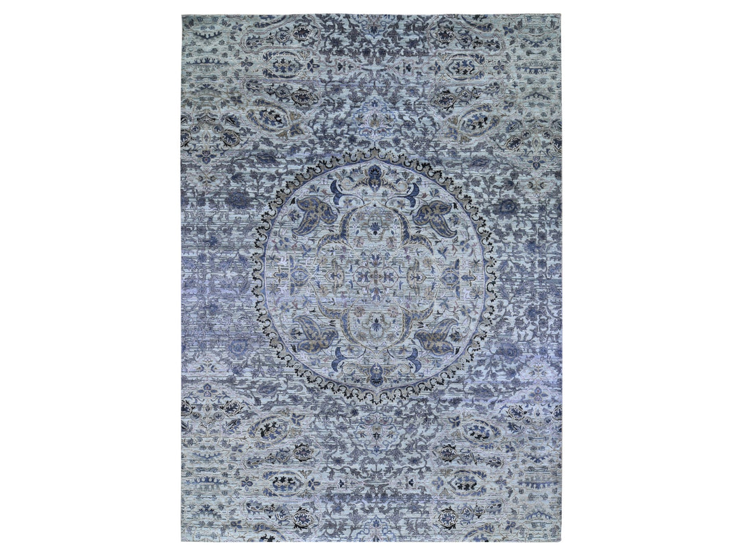 10'0" x 14'2" New Hand Knotted Grey Wool Rectangle Oriental Rug - MOA10259493