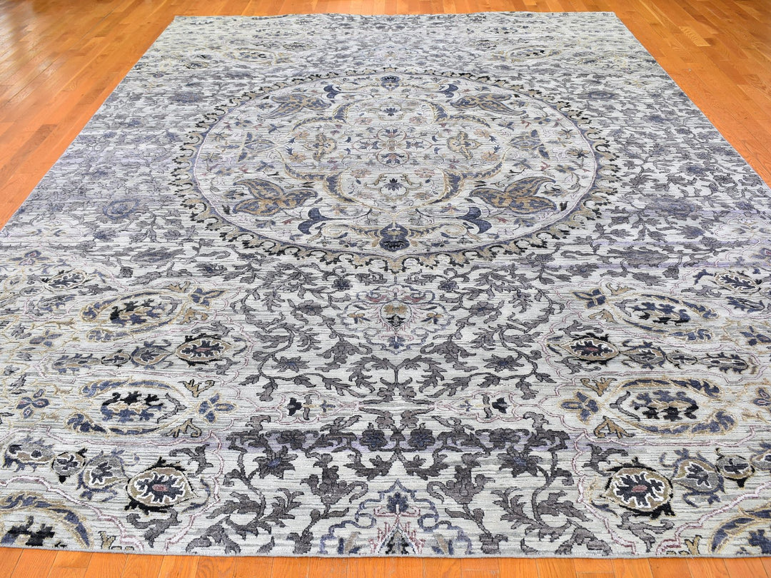 10'0" x 14'2" New Hand Knotted Grey Wool Rectangle Oriental Rug - MOA10259493