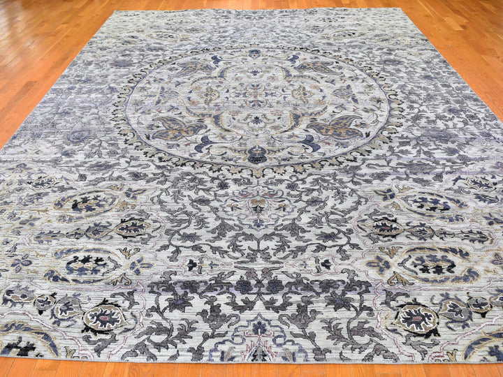 10'0" x 14'2" New Hand Knotted Grey Wool Rectangle Oriental Rug - MOA10259493