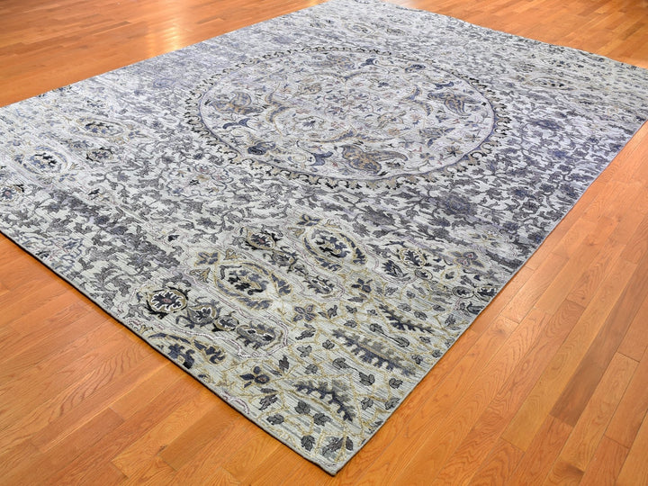 10'0" x 14'2" New Hand Knotted Grey Wool Rectangle Oriental Rug - MOA10259493