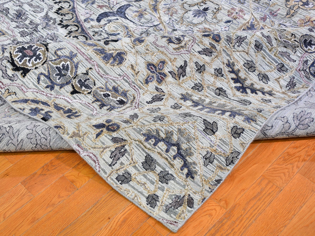 10'0" x 14'2" New Hand Knotted Grey Wool Rectangle Oriental Rug - MOA10259493