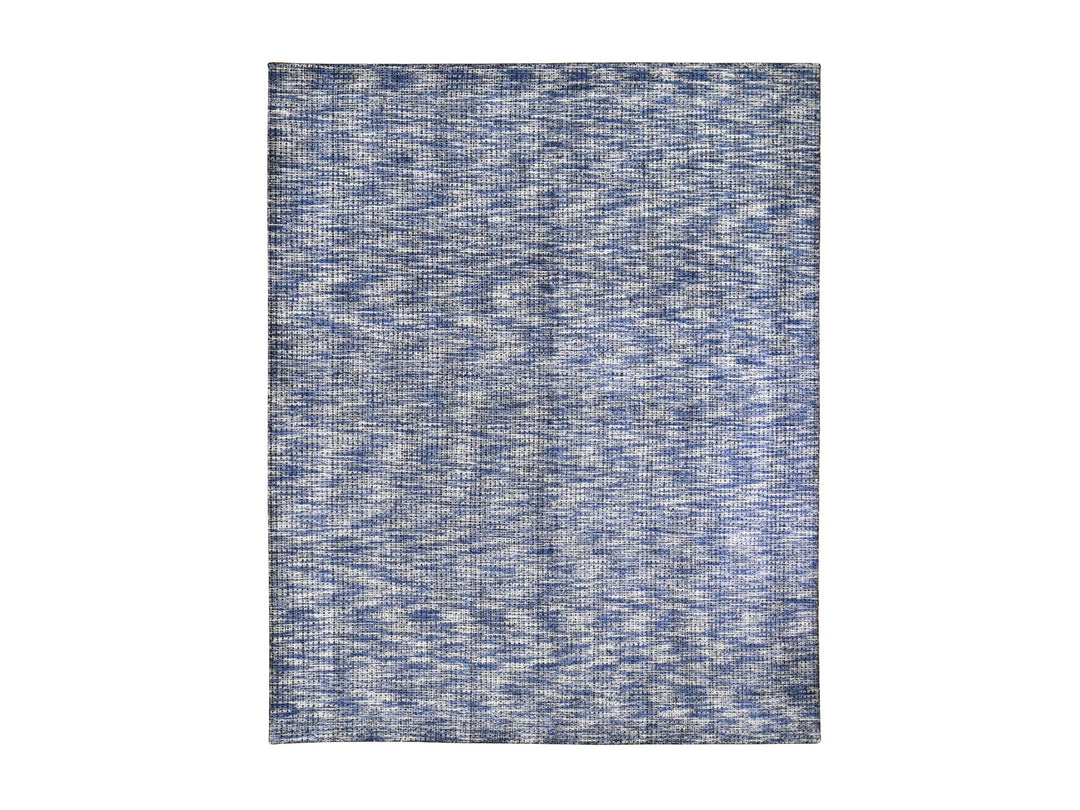 8'2" x 10'0" New Hand Loomed Blue Wool Rectangle Oriental Rug - MOA10259534