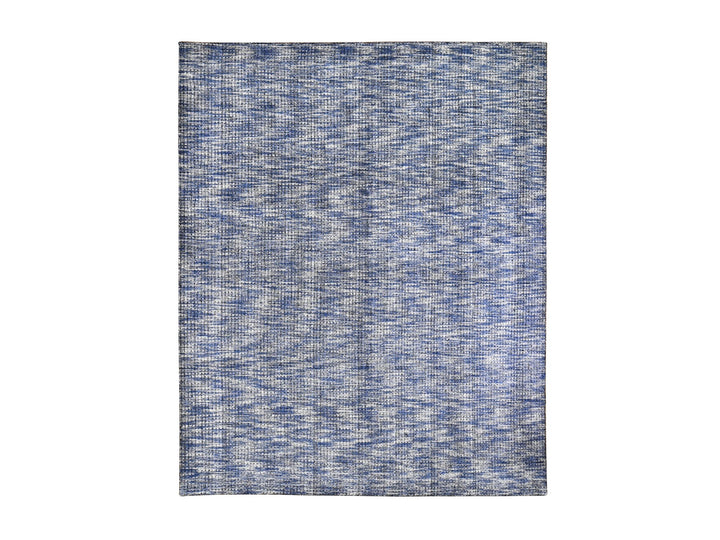 8'2" x 10'0" New Hand Loomed Blue Wool Rectangle Oriental Rug - MOA10259534