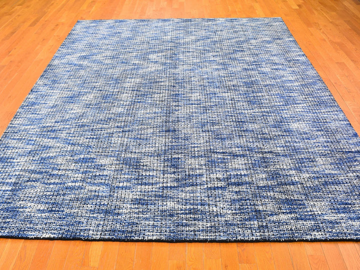 8'2" x 10'0" New Hand Loomed Blue Wool Rectangle Oriental Rug - MOA10259534