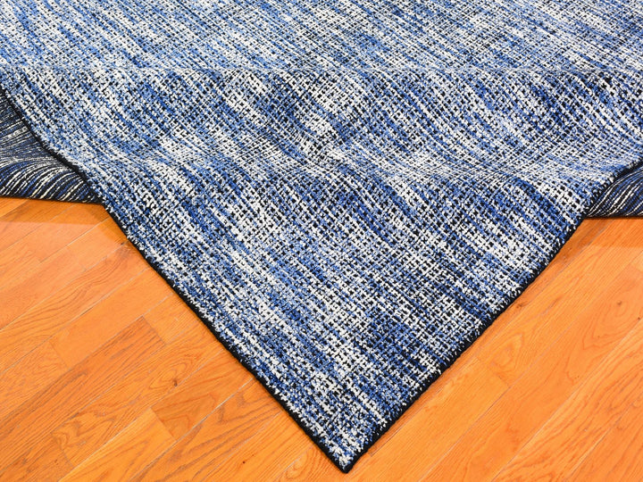 8'2" x 10'0" New Hand Loomed Blue Wool Rectangle Oriental Rug - MOA10259534