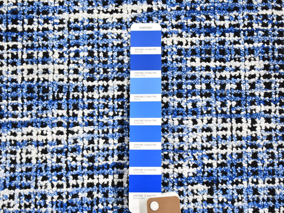 8'2" x 10'0" New Hand Loomed Blue Wool Rectangle Oriental Rug - MOA10259534