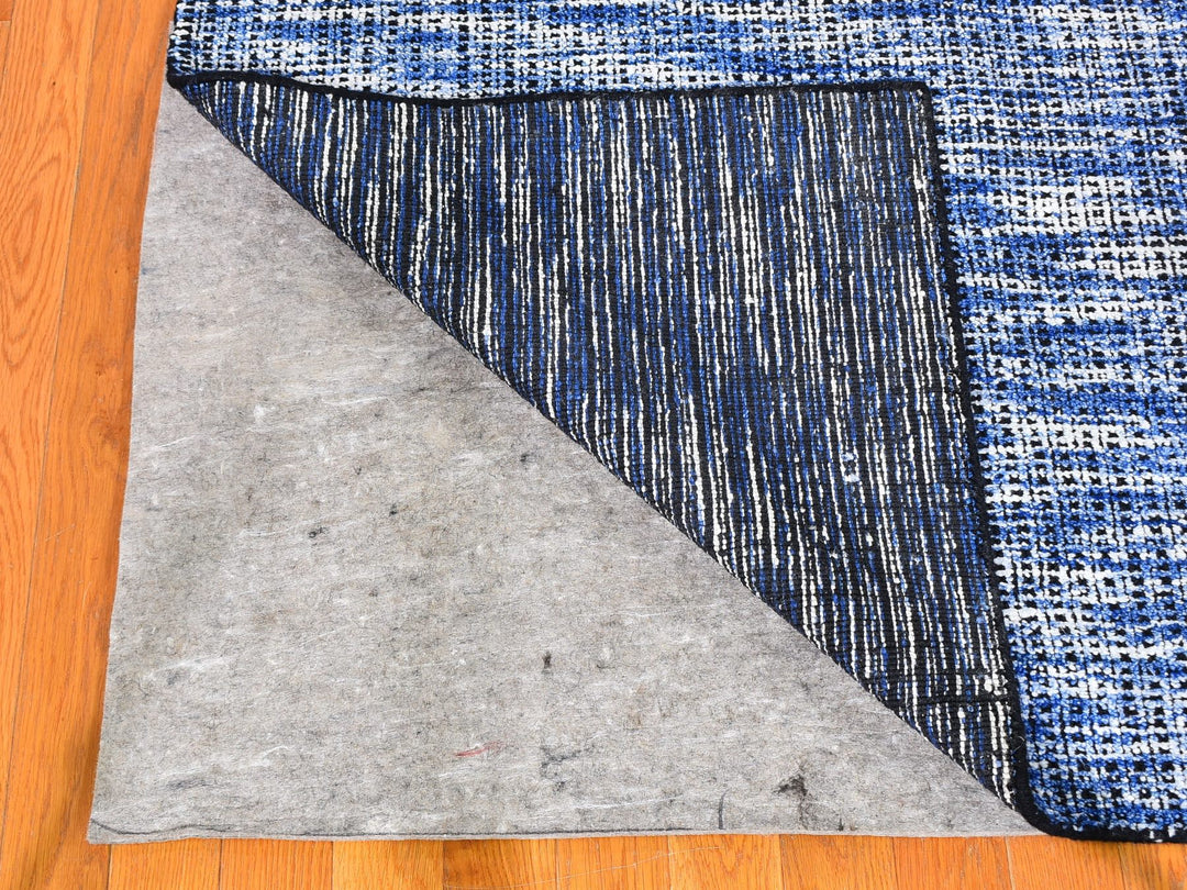 8'2" x 10'0" New Hand Loomed Blue Wool Rectangle Oriental Rug - MOA10259534