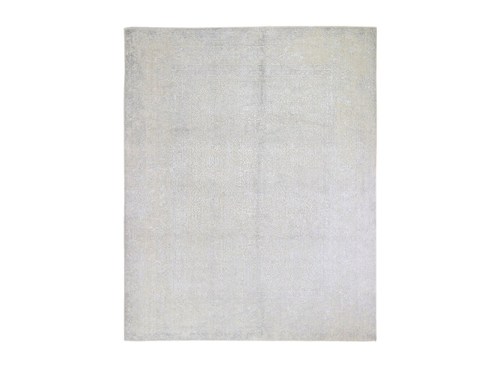 8'0" x 10'0" New Hand Loomed Beige Wool & Silk Rectangle Oriental Rug - MOA10259566