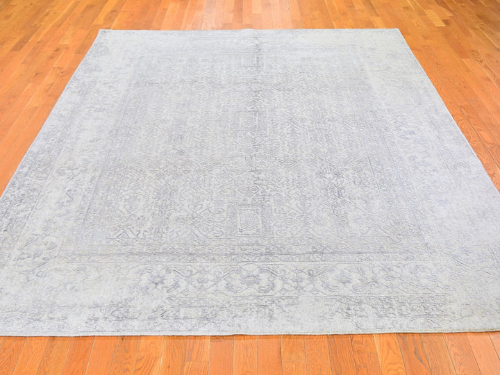 8'0" x 10'0" New Hand Loomed Beige Wool & Silk Rectangle Oriental Rug - MOA10259566