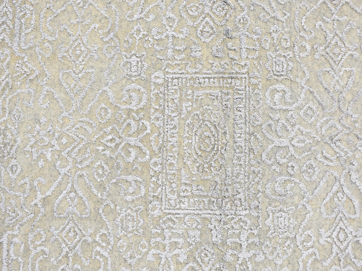 8'0" x 10'0" New Hand Loomed Beige Wool & Silk Rectangle Oriental Rug - MOA10259566