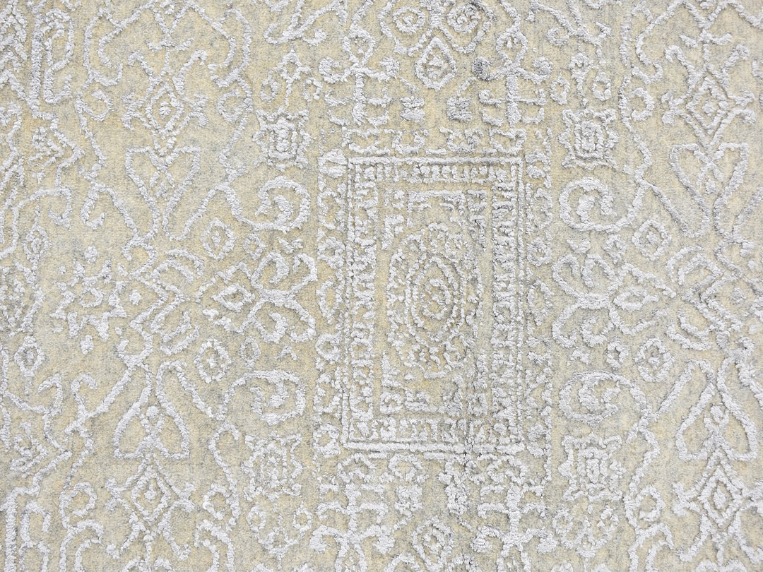 8'0" x 10'0" New Hand Loomed Beige Wool & Silk Rectangle Oriental Rug - MOA10259566