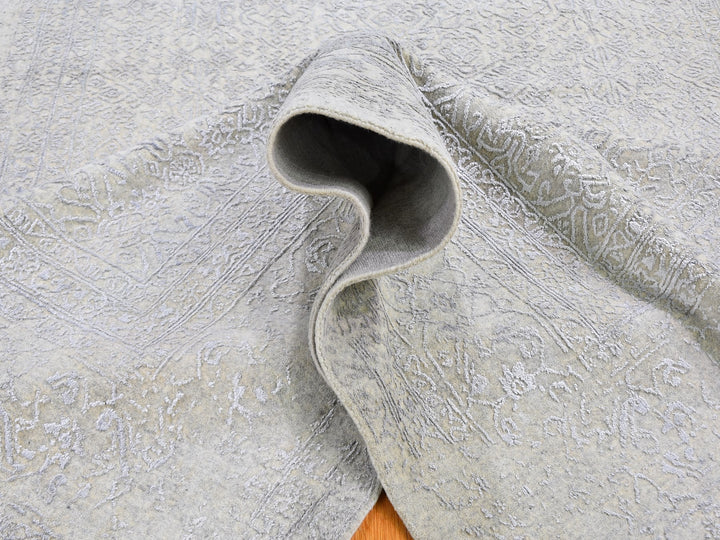 8'0" x 10'0" New Hand Loomed Beige Wool & Silk Rectangle Oriental Rug - MOA10259566