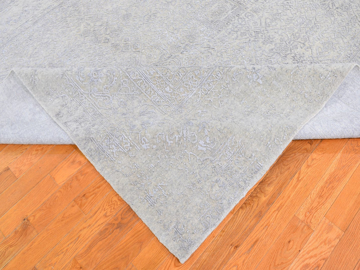 8'0" x 10'0" New Hand Loomed Beige Wool & Silk Rectangle Oriental Rug - MOA10259566