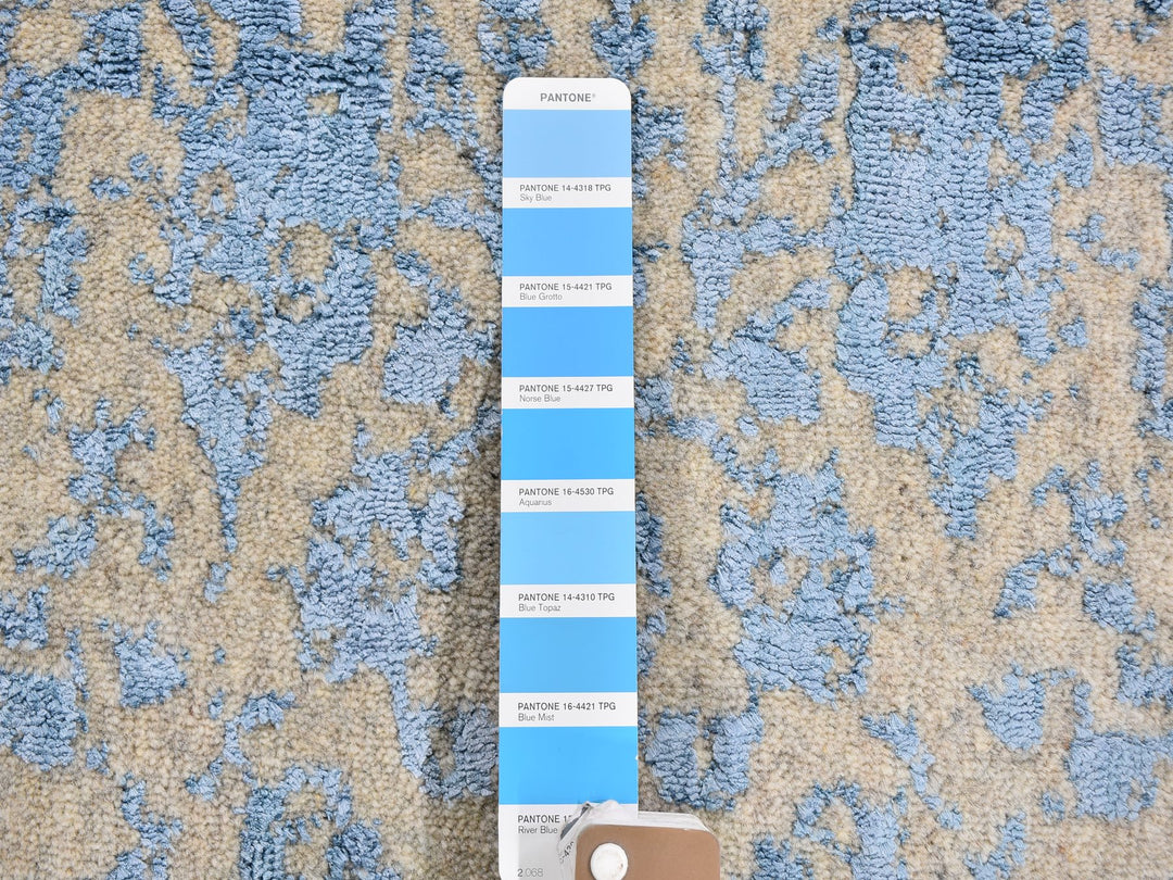 2'5" x 6'1" New Hand Loomed Blue Wool & Silk Runner Oriental Rug - MOA10259618