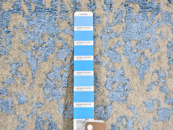 2'5" x 6'1" New Hand Loomed Blue Wool & Silk Runner Oriental Rug - MOA10259618