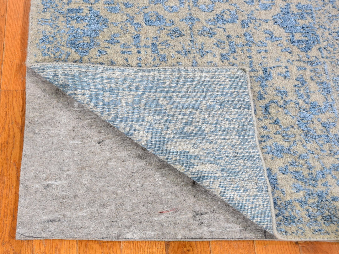 2'5" x 6'1" New Hand Loomed Blue Wool & Silk Runner Oriental Rug - MOA10259618