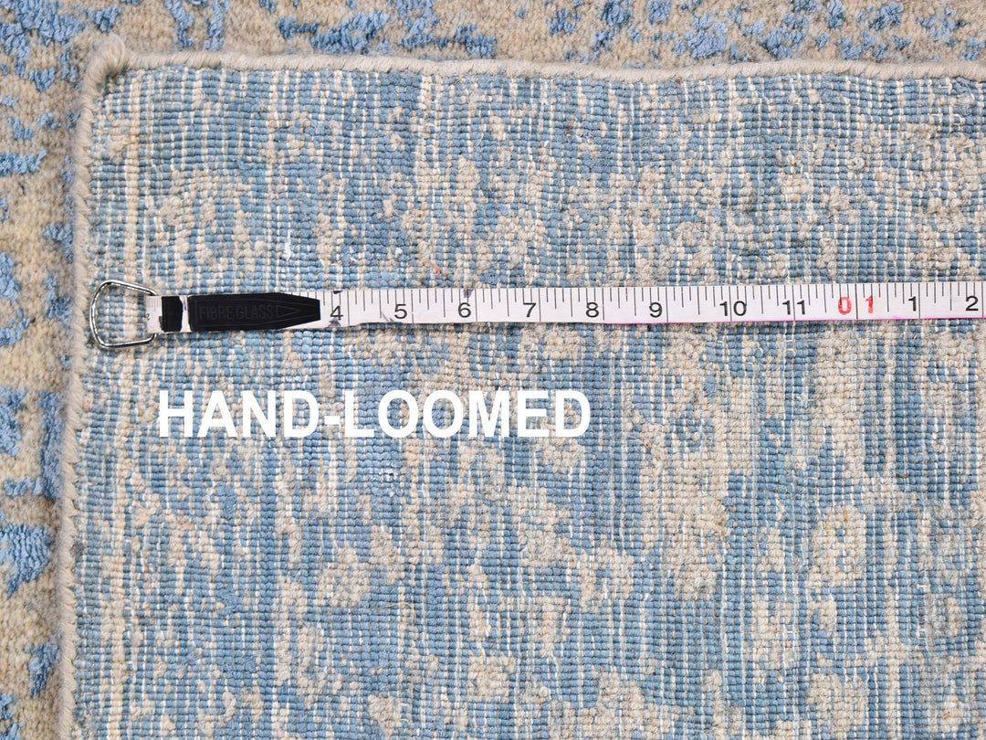 2'5" x 6'1" New Hand Loomed Blue Wool & Silk Runner Oriental Rug - MOA10259618