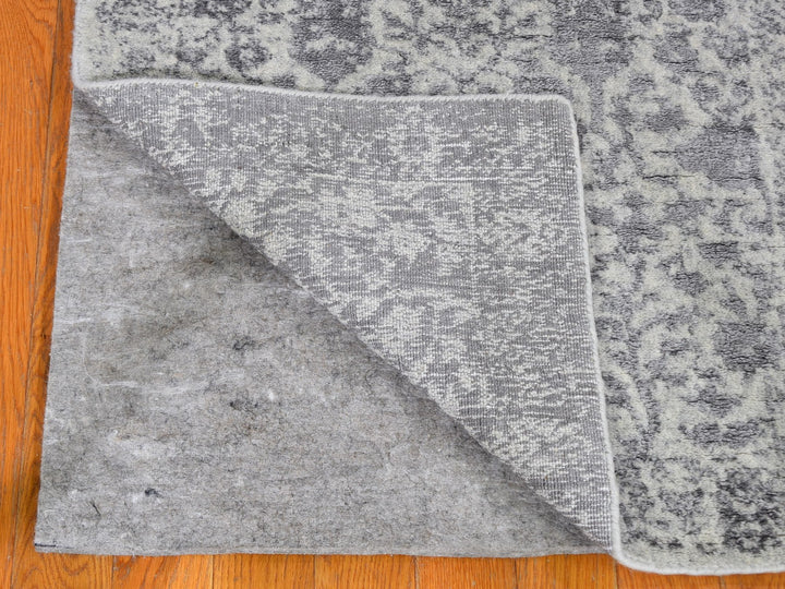 2'5" x 8'0" New Hand Loomed Grey Wool & Silk Rectangle Oriental Rug - MOA10259620