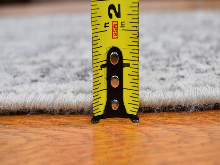 2'5" x 8'0" New Hand Loomed Grey Wool & Silk Rectangle Oriental Rug - MOA10259620