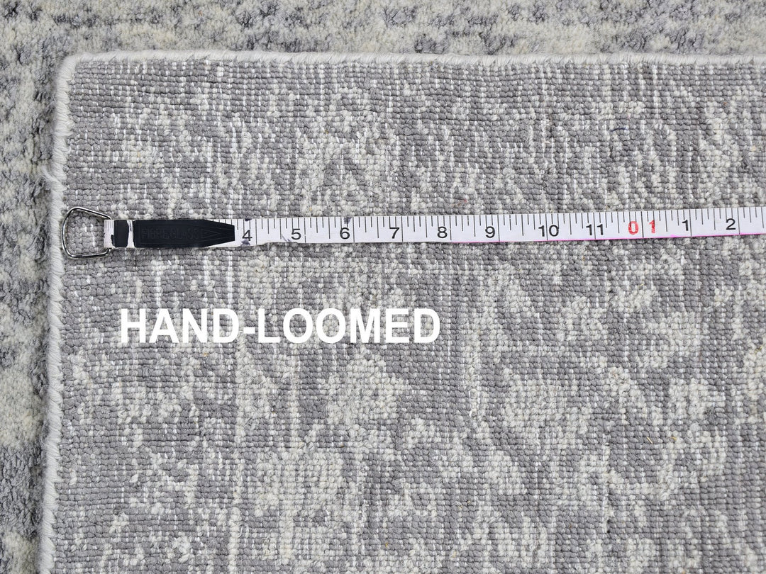 2'5" x 8'0" New Hand Loomed Grey Wool & Silk Rectangle Oriental Rug - MOA10259620