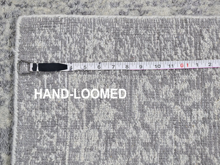 2'5" x 8'0" New Hand Loomed Grey Wool & Silk Rectangle Oriental Rug - MOA10259620