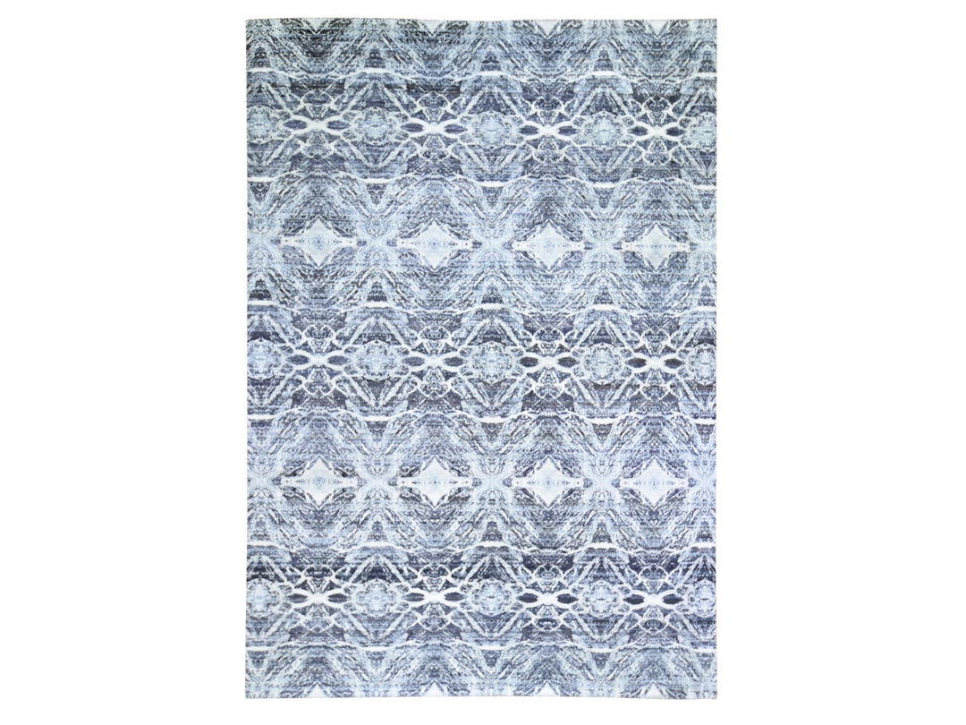 8'8" x 12'1" New Hand Knotted Black Silk Rectangle Oriental Rug - MOA10259722