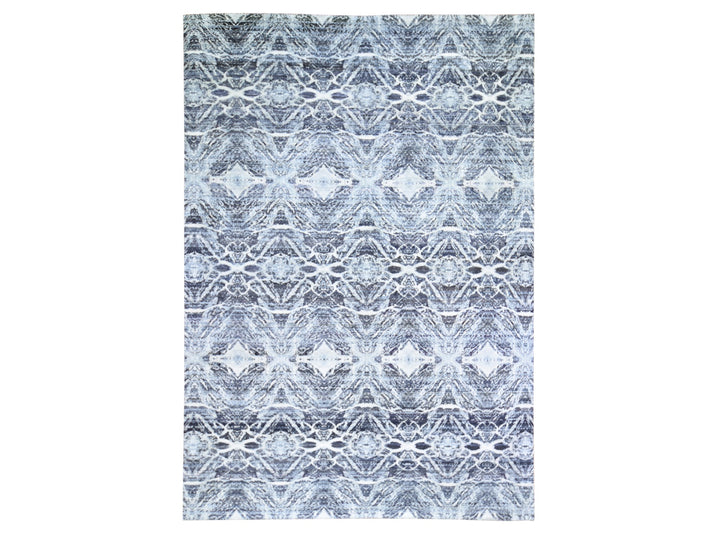 8'8" x 12'1" New Hand Knotted Black Silk Rectangle Oriental Rug - MOA10259722