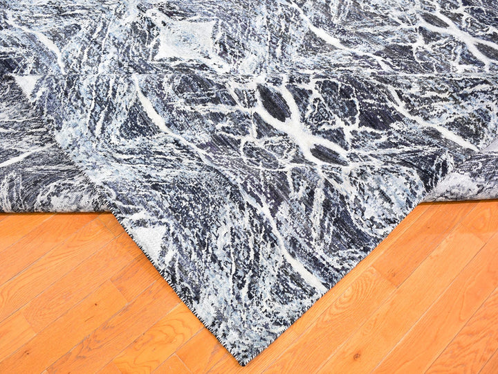 8'8" x 12'1" New Hand Knotted Black Silk Rectangle Oriental Rug - MOA10259722