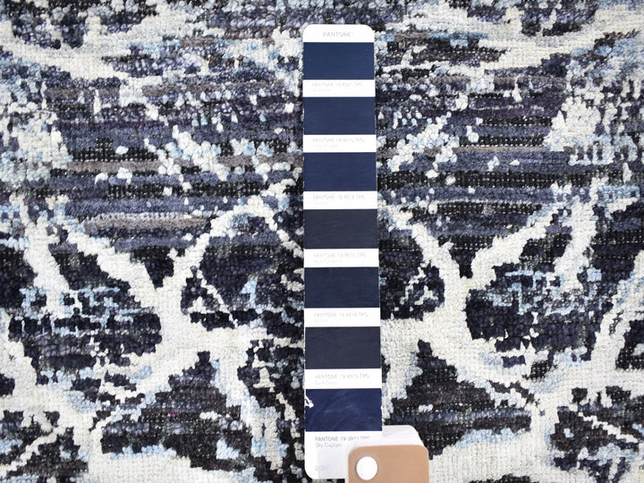 8'8" x 12'1" New Hand Knotted Black Silk Rectangle Oriental Rug - MOA10259722