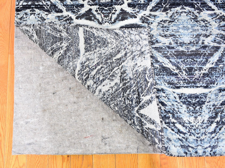 8'8" x 12'1" New Hand Knotted Black Silk Rectangle Oriental Rug - MOA10259722