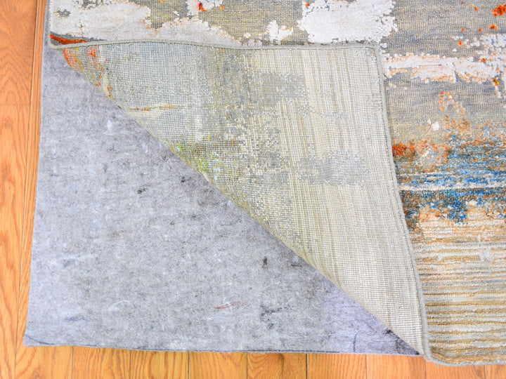 9'0" x 12'3" New Hand Knotted Orange Silk Rectangle Oriental Rug - MOA10259725