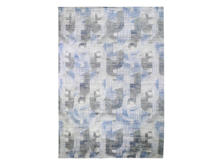 10'1" x 14'3" New Hand Knotted Blue Wool & Silk Rectangle Oriental Rug - MOA10259735