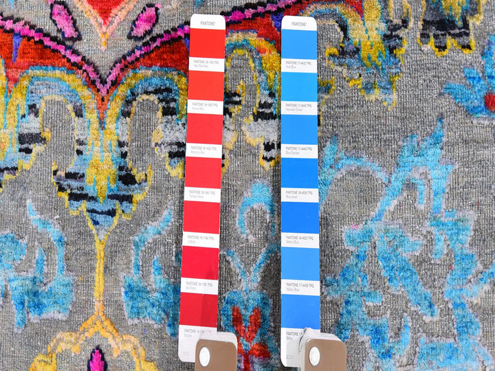 9'9" x 13'8" New Hand Knotted Blue Wool & Silk Rectangle Oriental Rug - MOA10259736