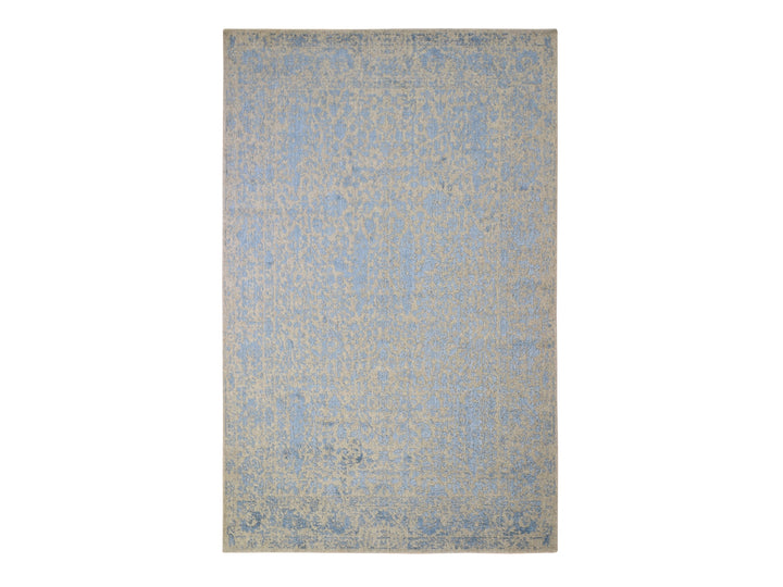 5'10" x 9'0" New Hand Loomed Blue Wool & Silk Rectangle Oriental Rug - MOA10259762