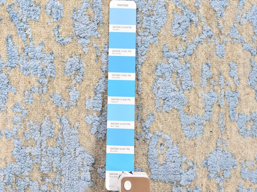 5'10" x 9'0" New Hand Loomed Blue Wool & Silk Rectangle Oriental Rug - MOA10259762