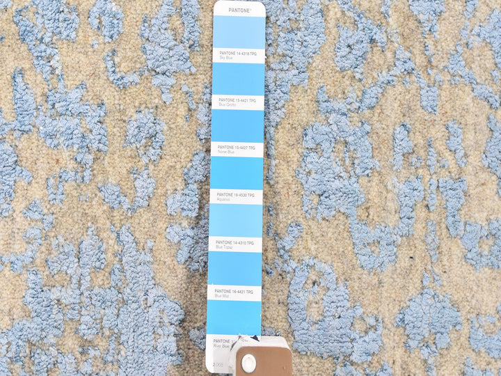 5'10" x 9'0" New Hand Loomed Blue Wool & Silk Rectangle Oriental Rug - MOA10259762