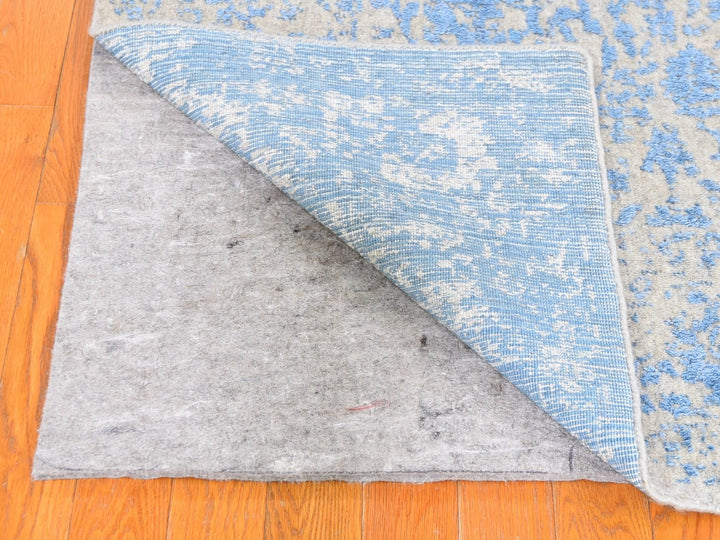 5'10" x 9'0" New Hand Loomed Blue Wool & Silk Rectangle Oriental Rug - MOA10259762