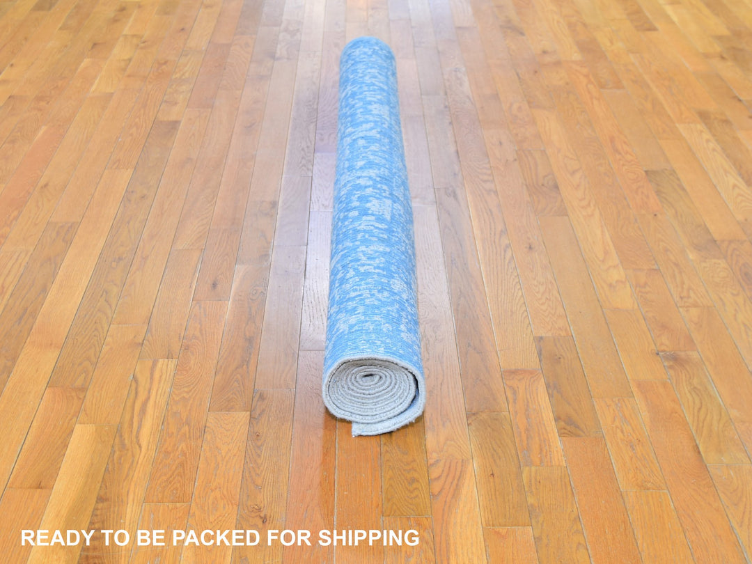 5'10" x 9'0" New Hand Loomed Blue Wool & Silk Rectangle Oriental Rug - MOA10259762