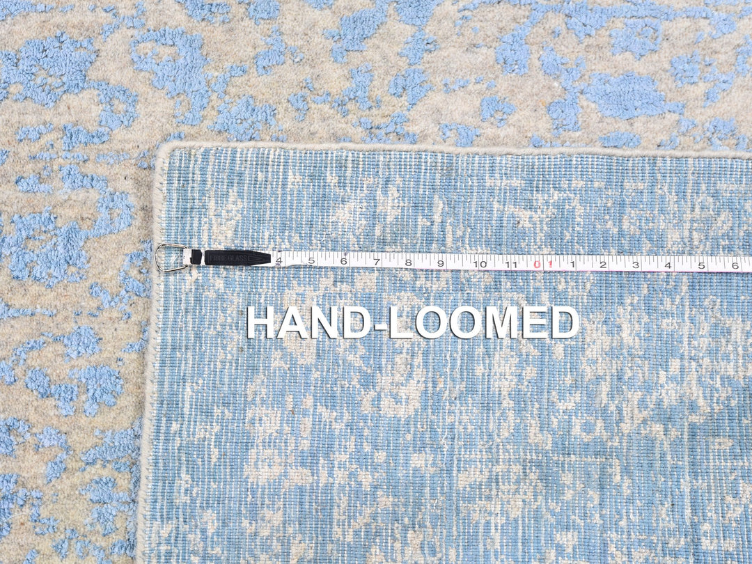 5'10" x 9'0" New Hand Loomed Blue Wool & Silk Rectangle Oriental Rug - MOA10259762