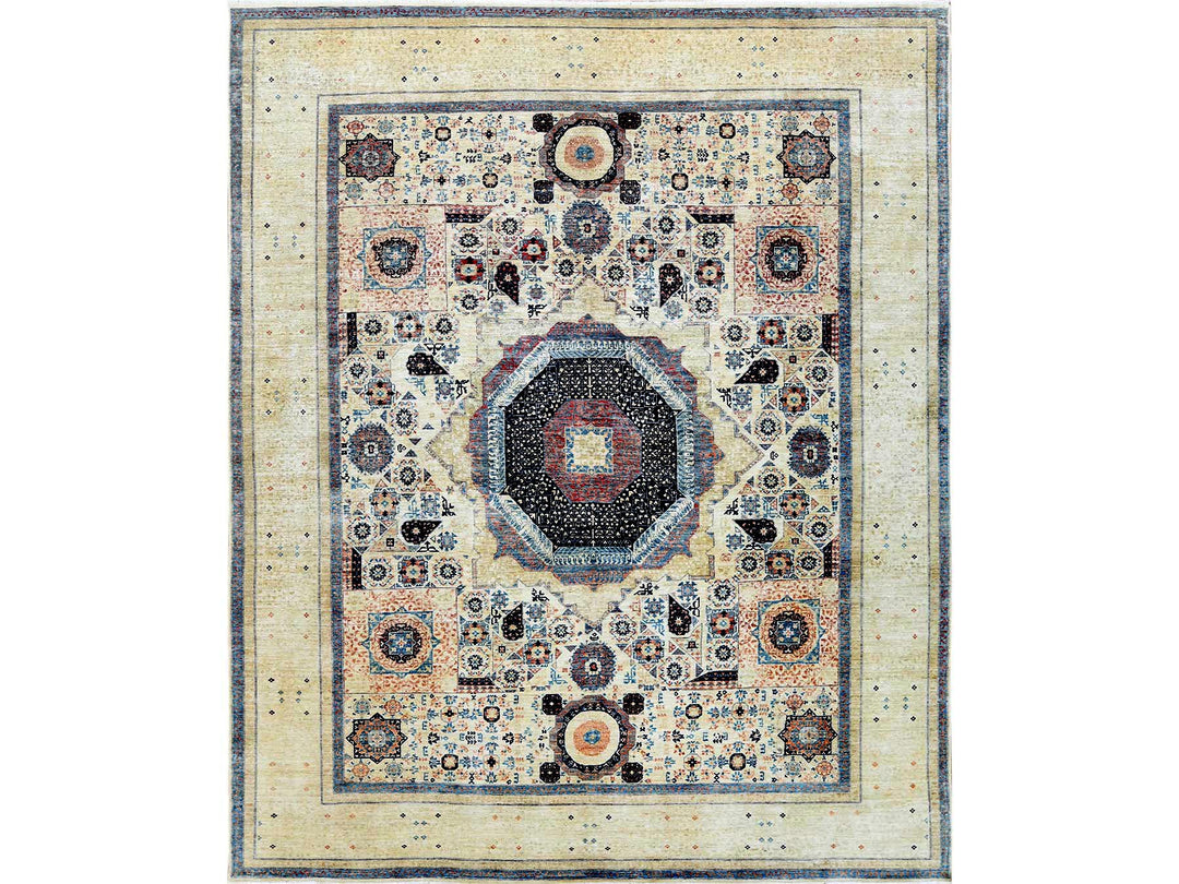 11'9" x 14'3" New Hand Knotted Ivory Worn Wool Rectangle Oriental Rug - MOA10260282